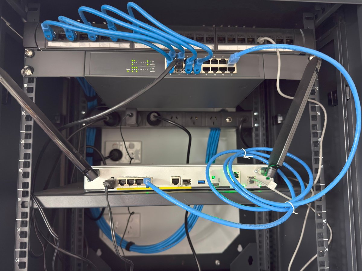 Network switches and technology infrastructure with Cat6 cabling